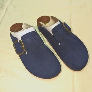 White Mountain Foot Bed Big Navy Blue Easy Genuine Leather Shoes Size 8